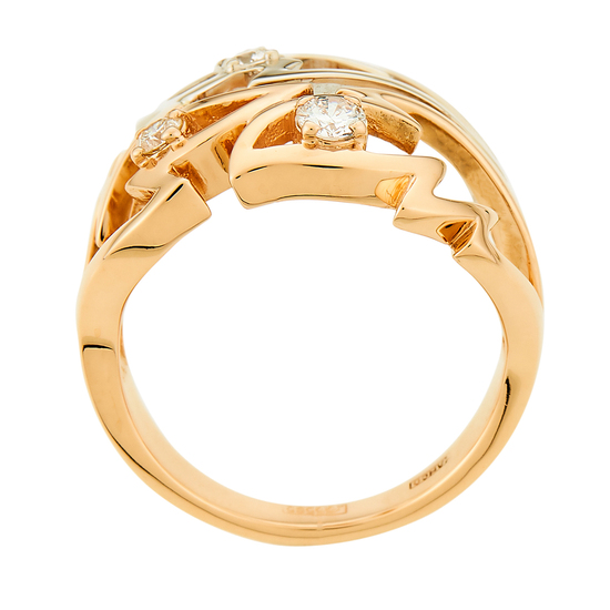 Кольцо из комбинированного золота 585 пробы c 3 бриллиантами, Л28088117 за 53700