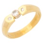 Кольцо из желтого золота 750 пробы c 1 бриллиантом и 2 упр. огр. бриллиантами 004712 фото 1