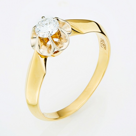 Кольцо из комбинированного золота 750 пробы c 1 бриллиантом Л39093176 фото 1