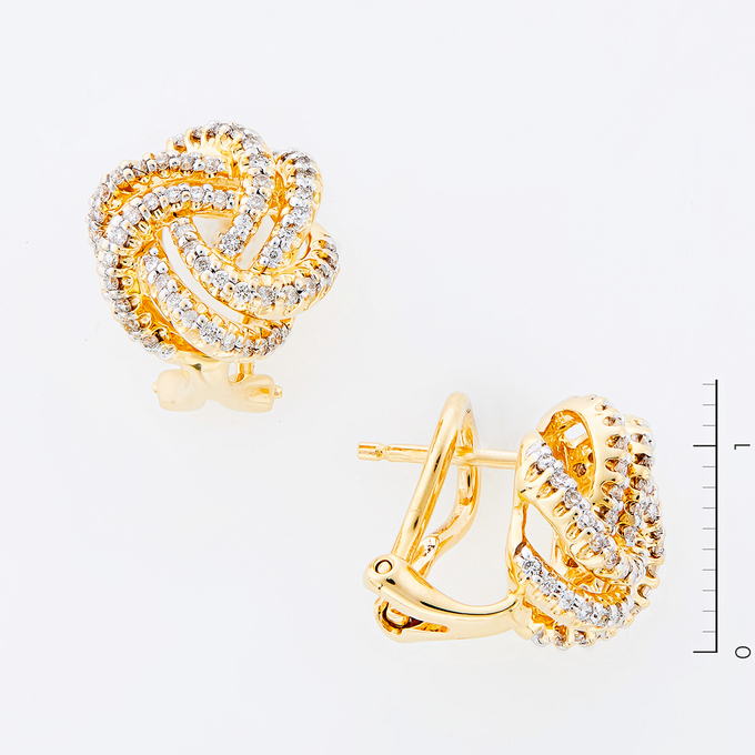 Серьги из золота 585 пробы c 120 бриллиантами
