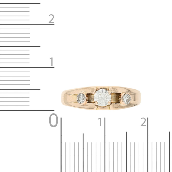 Кольцо из красного золота 585 пробы c 3 бриллиантами