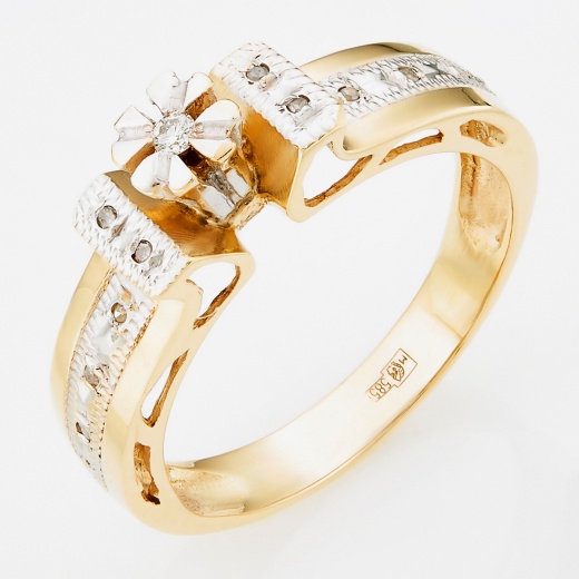 Кольцо из комбинированного золота 585 пробы c 11 бриллиантами Л25073829 фото 1