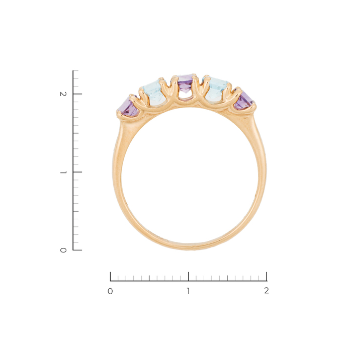 Кольцо из красного золота 585 пробы c 3 аметистами и 2 топазами, Л 2211 7324 за 18830