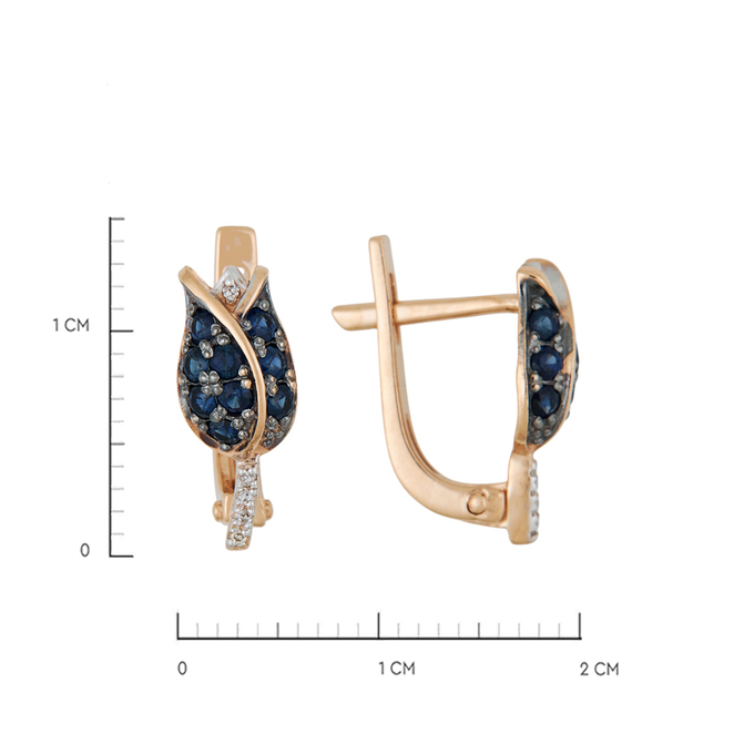 Серьги из золота 585 пробы c сапфирами и бриллиантами, Л 4507 5997 за 23120