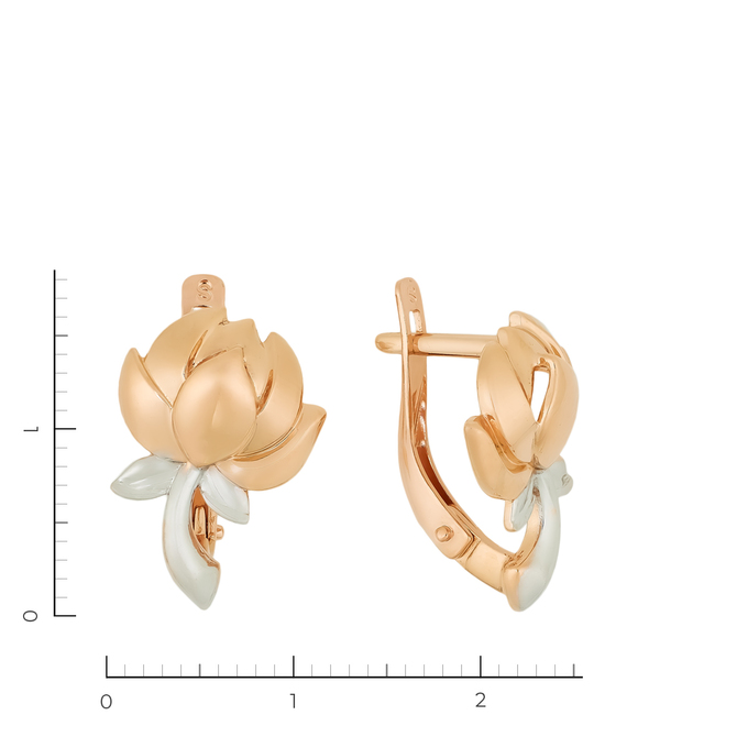 Серьги из комбинированного золота 585 пробы