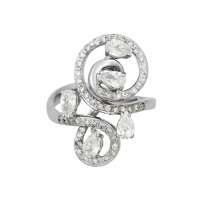 Кольцо из золота 750 пробы c бриллиантами и синтетическими камнями, Л 2811 6971 за 69000