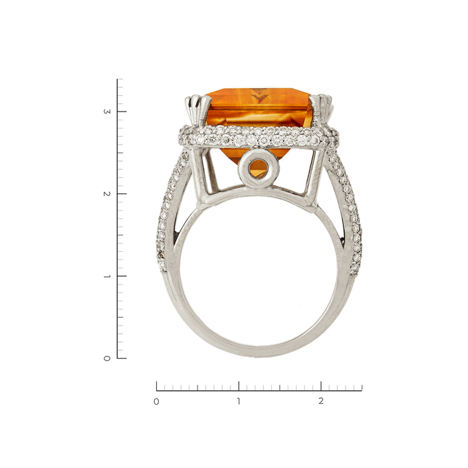 Кольцо из белого золота 585 пробы c 188 бриллиантами и 1 цитрином, Л 2808 9555 за 160000