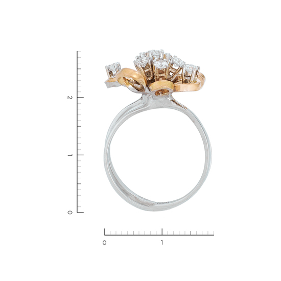Кольцо из комбинированного золота 585 пробы c 9 бриллиантами, Л28093839 за 87900