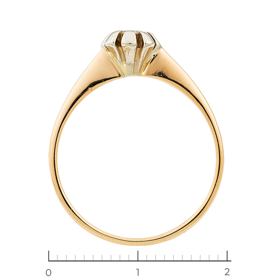 Кольцо из комбинированного золота 585 пробы c 1 бриллиантом, Л45069979 за 12450