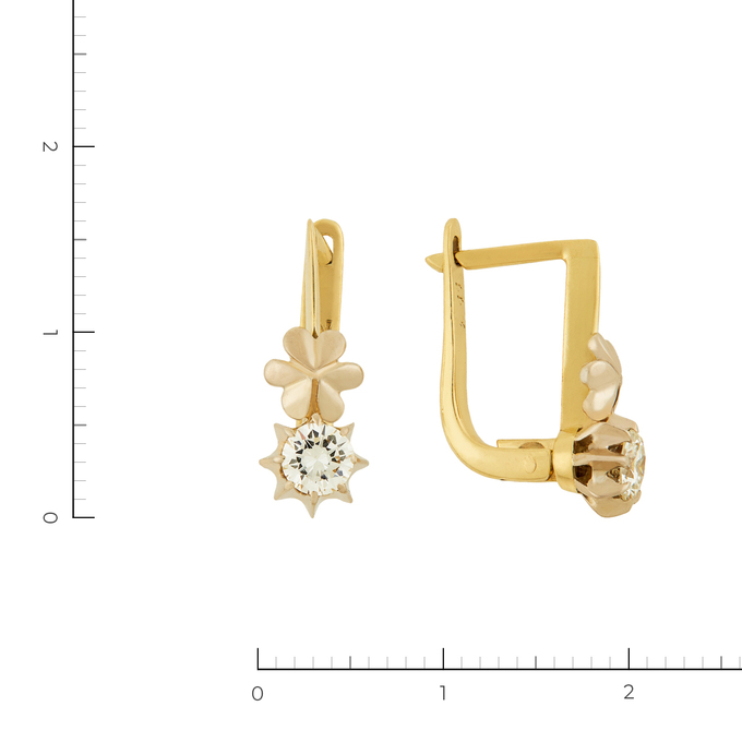 Серьги из комбинированного золота 750 пробы c 2 бриллиантами, Л 2010 2048 за 134900