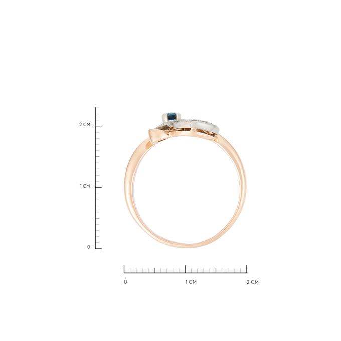 Кольцо из золота 585 пробы c 10 бриллиантами и 1 сапфиром, Л 2010 6545 за 43920