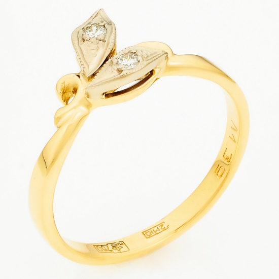 Кольцо из комбинированного золота 750 пробы c 2 бриллиантами, Л12077053 за 29750