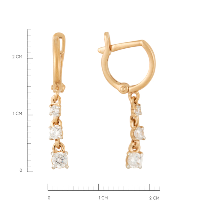 Серьги из золота 375 пробы c 6 фианитами