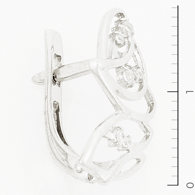 Серьги из белого золота 585 пробы c фианитами