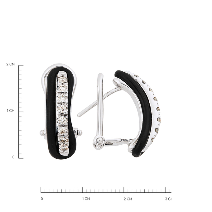 Серьги из золота 750 пробы c бриллиантами и каучуком, Л 2909 2397 за 85900