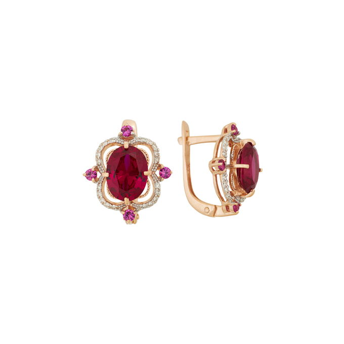 Серьги из золота 585 пробы c бриллиантами и корундами, Л 3506 8356 за 31600