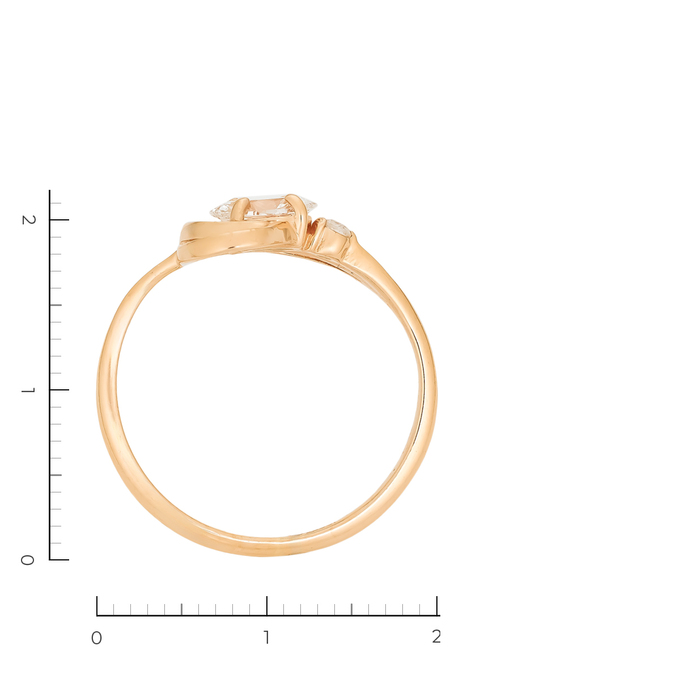 Кольцо из золота 585 пробы c 2 бриллиантами, Л 7601 1930 за 46000
