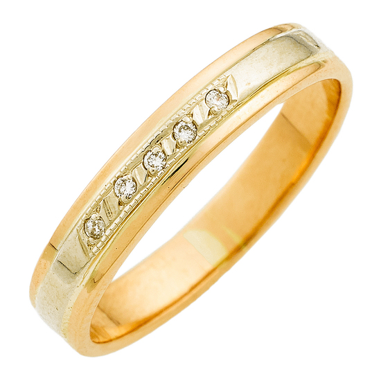 Кольцо из комбинированного золота 585 пробы c 5 бриллиантами, Л06143017 за 14250