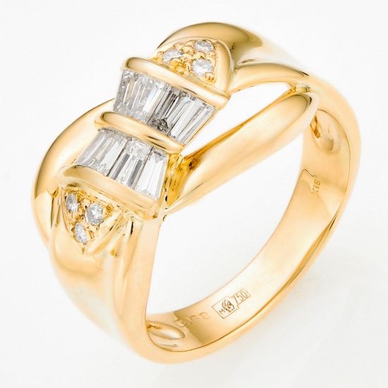 Кольцо из желтого золота 750 пробы c 16 бриллиантами, Л58034814 за 68 600 ₽