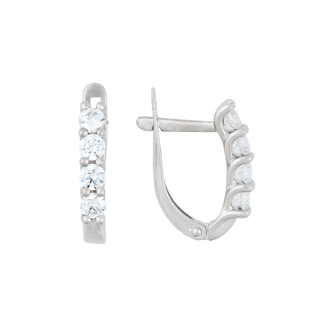 Серьги из золота 585 пробы c 8 фианитами
