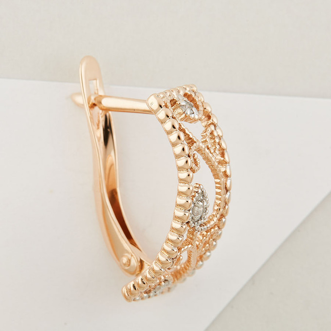 Серьги из золота 585 пробы c 6 бриллиантами