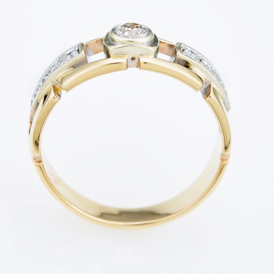 Кольцо из комбинированного золота 585 пробы c 9 бриллиантами, Л22100529 за 98525