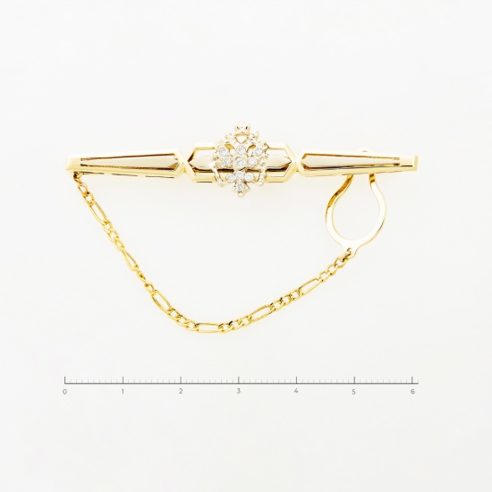 Заколка для галстука из комбинированного золота 585 пробы c 10 бриллиантами