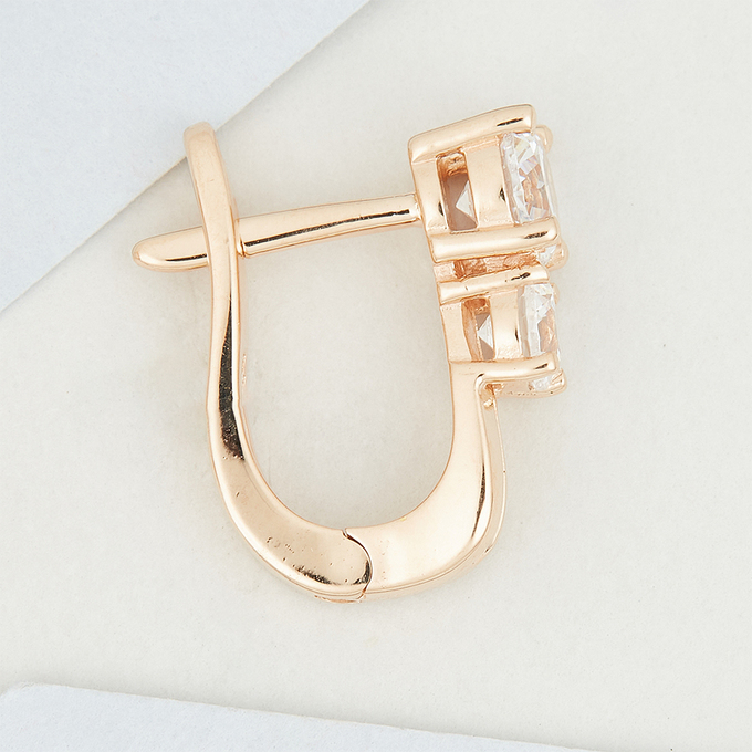 Серьги из красного золота 585 пробы c фианитами