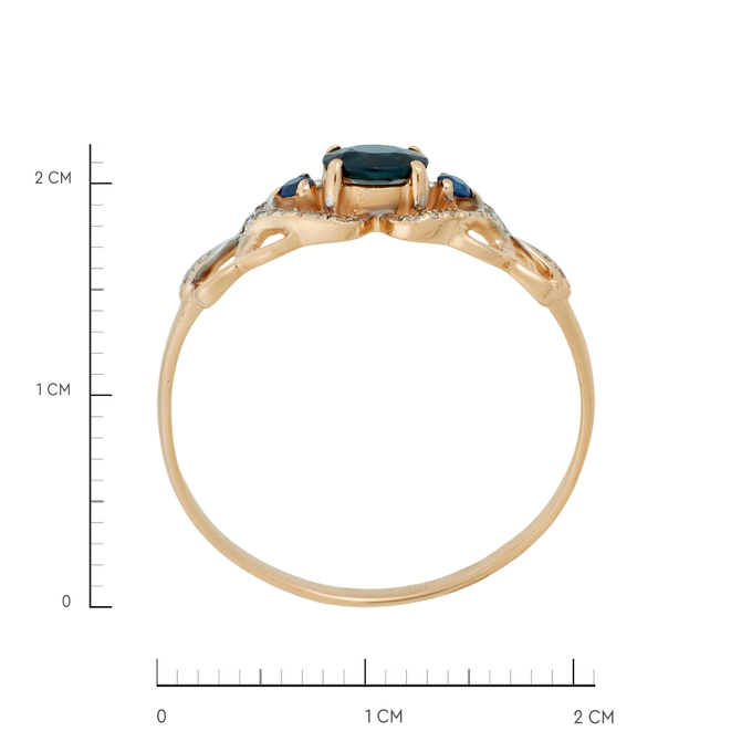Кольцо из золота 585 пробы c сапфирами и бриллиантами, Л 4710 7674 за 22000