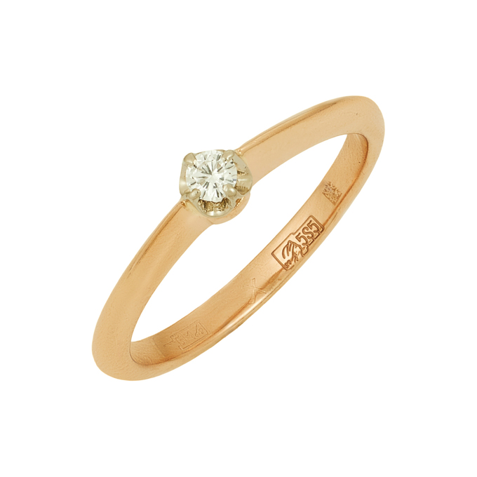 Кольцо из золота 585 пробы c бриллиантом