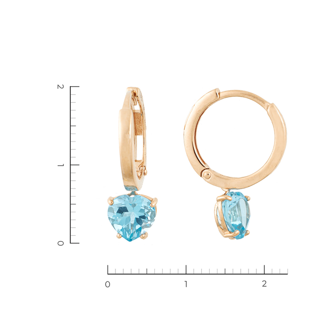 Серьги из красного золота 585 пробы c 2 топазами