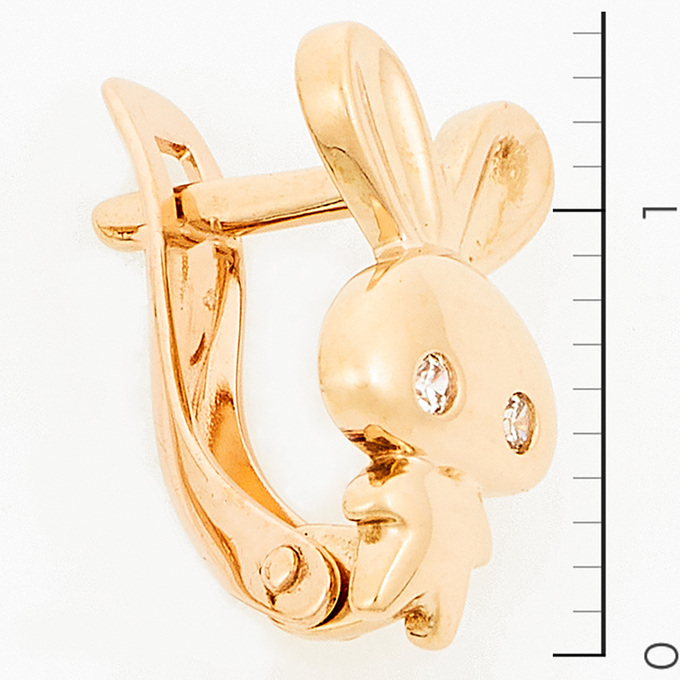 Серьги из красного золота 585 пробы c фианитами
