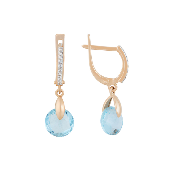 Серьги из золота 585 пробы c топазами и фианитами, Л 0514 9224 за 28720