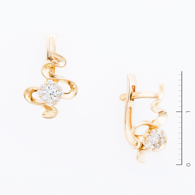 Серьги из золота 585 пробы c 18 бриллиантами