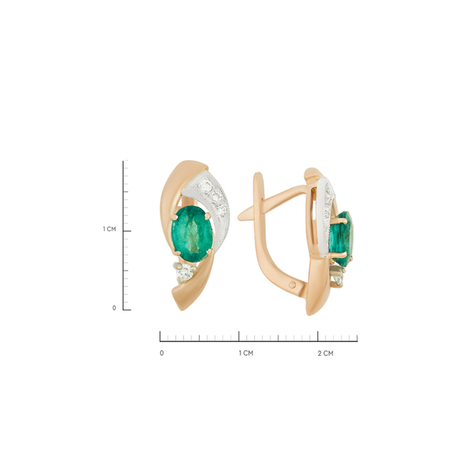 Серьги из золота 585 пробы c изумрудами и бриллиантами, Ц О007 0605 за 89900