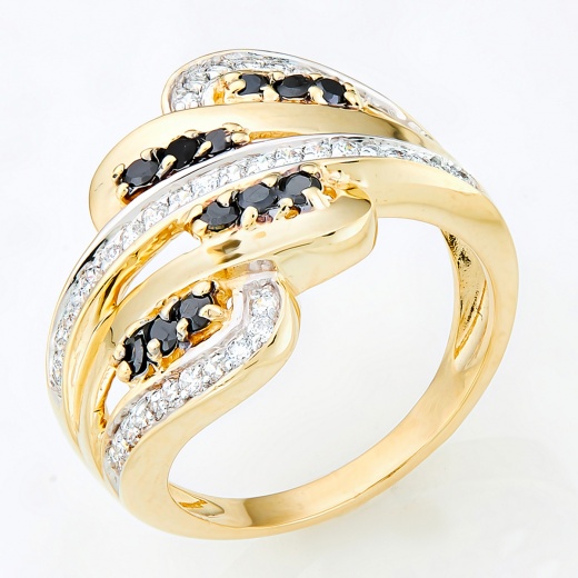Кольцо из комбинированного золота 585 пробы c фианитами и камнями синтетическими Л32069026 фото 1