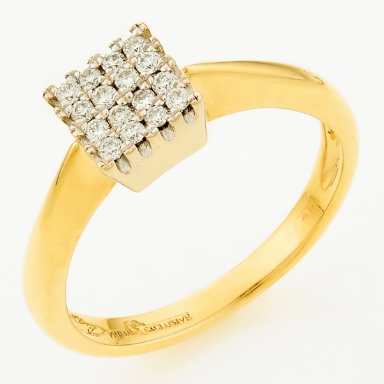 Кольцо из желтого золота 750 пробы c 16 бриллиантами, Л57028593 за 37800