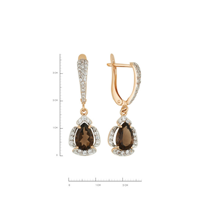 Серьги из золота 585 пробы с раухтопазами и фианитами, Л 3705 8937 за 44000