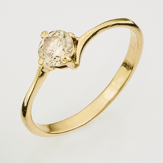 Кольцо из желтого золота 585 пробы c 1 бриллиантом Л61012036 фото 1
