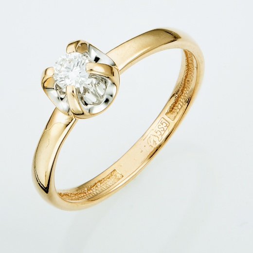 Кольцо из комбинированного золота 585 пробы c 1 бриллиантом Л18101279 фото 1