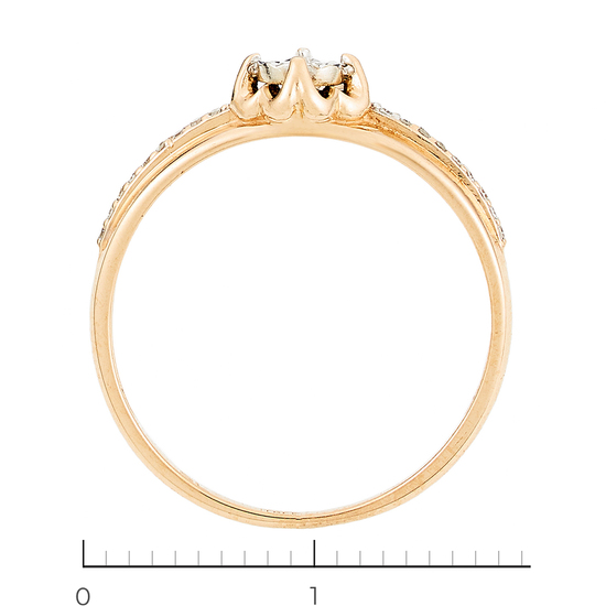 Кольцо из комбинированного золота 585 пробы c 19 бриллиантами, Л30132190 за 8250