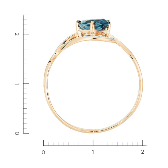 Кольцо из комбинированного золота 585 пробы c 11 бриллиантами и 1 топазом Лондон, ЦО0041029 за 6075