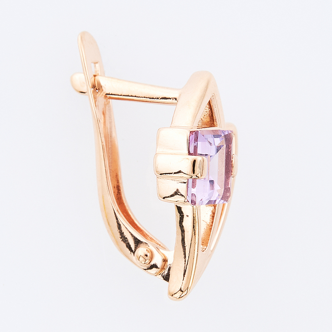 Серьги из золота 585 пробы c 2 аметистами