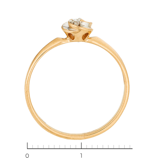 Кольцо из комбинированного золота 585 пробы c 1 бриллиантом, Л20102873 за 11120