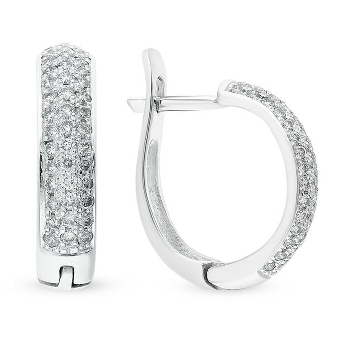 Серьги из белой платины 950 пробы c 90 бриллиантами