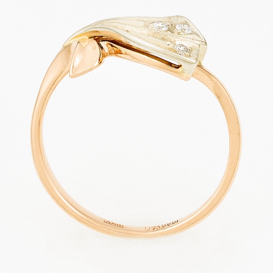 Кольцо из комбинированного золота 585 пробы c 3 бриллиантами, Л75010135 за 11750