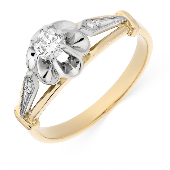 Кольцо из комбинированного золота 750 пробы c 3 бриллиантами, Л08048410 за 55650