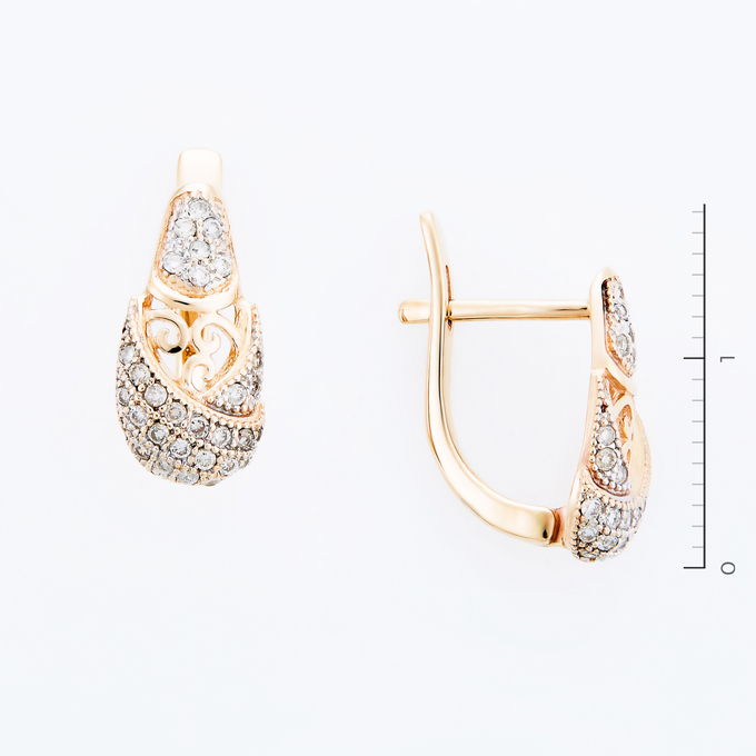 Серьги из золота 585 пробы c 58 бриллиантами