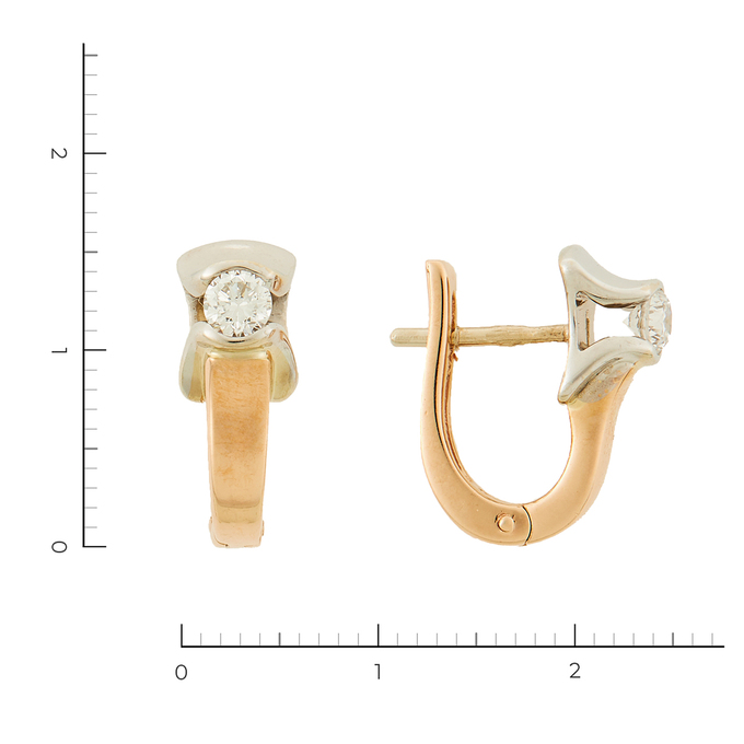 Серьги из золота 585 пробы c 2 бриллиантами