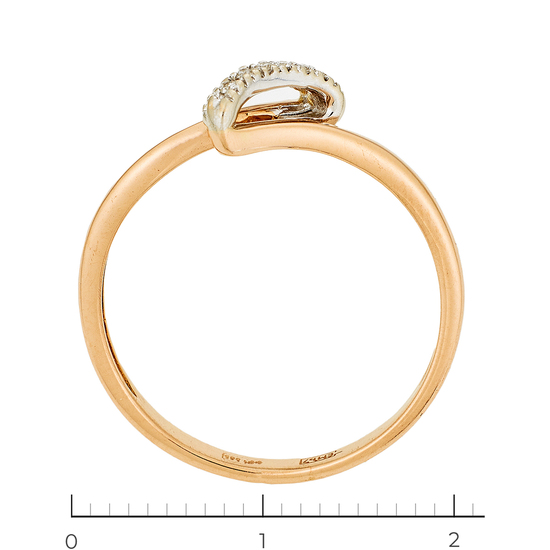 Кольцо из комбинированного золота 585 пробы c 12 бриллиантами, Л28092719 за 16450